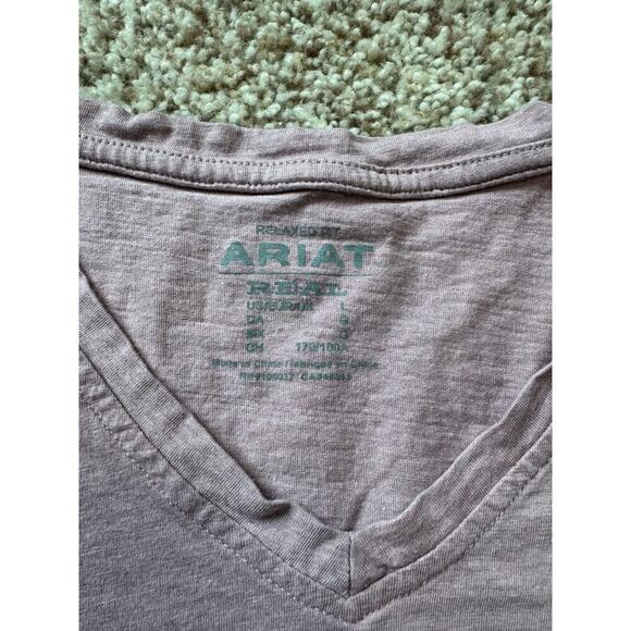 ARIAT V Neck; long sleeve T shirt; Chest log, Mauve Pink, size women's LG - Picture 6 of 10